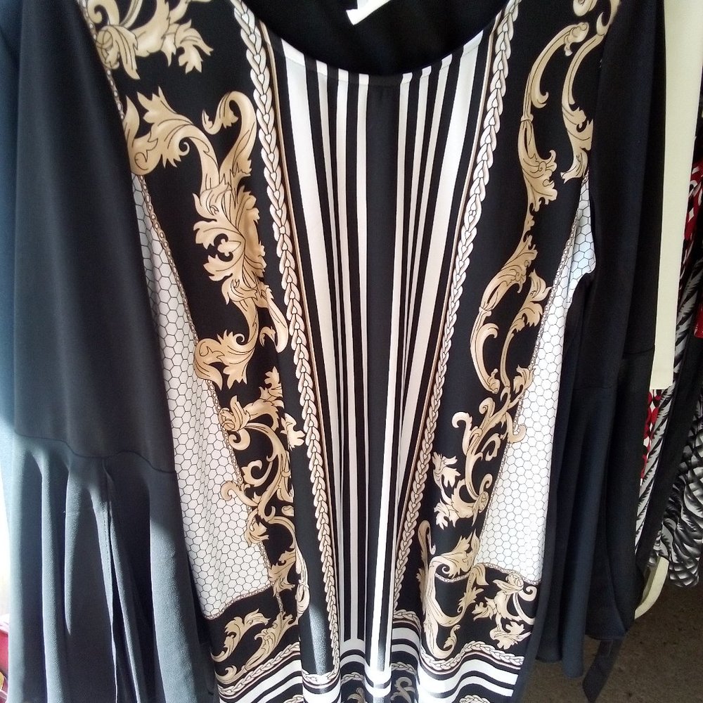 Jbs black beige white dress